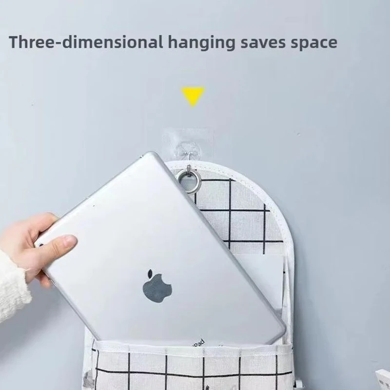 Fabric Hanging Storage Bag for Dormitory Wall Mounted Wall Door Bags Dual-Pocket Side Mesh Organizer Book Magazine Phone Holder 2