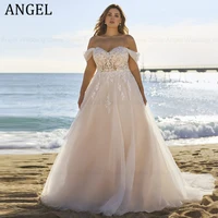 ANGEL Off Shoulder Plus Size Wedding Dress For Women Customized Elegant A-Line Bridal Gown Sexy Backless Vestidos de Novia Boda 1