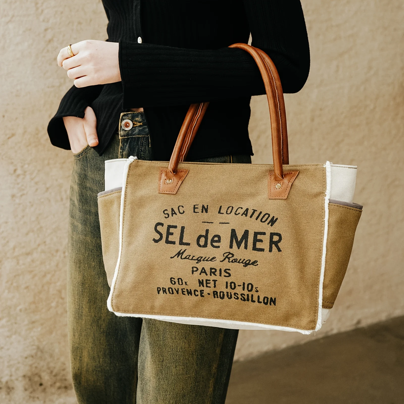 Lamyba Sel De Mer Canvas HandBag Upcycled Canvas Vegan