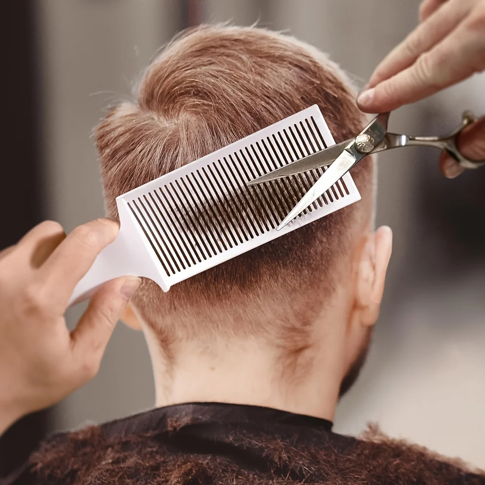 1 Stück/2 Stück Haarschneide-Positionierungskamm, flacher Kamm, Ausschnitt-Rasierschablone und Haarschneideanleitung, Stirnband – Detail 7