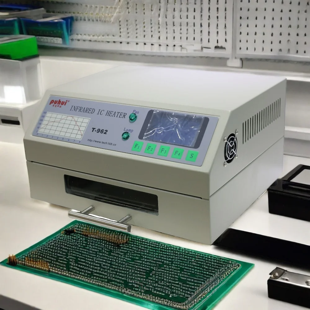 PUHUI T-962 Infrared IC Heater With Smoke Channel Infrared Reflow Soldering Machine BGA SMD Rework Solder Station 2