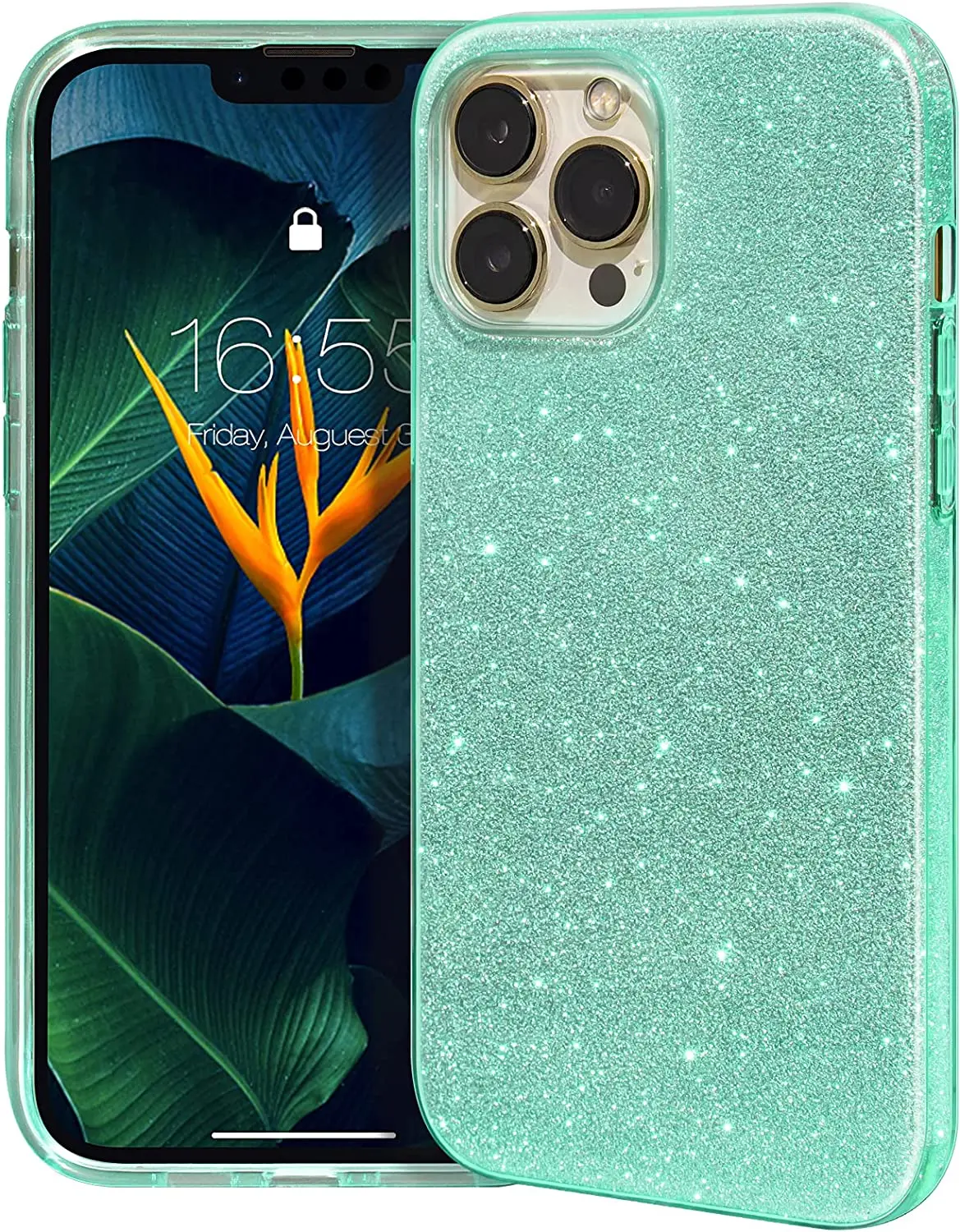 Coque IPhone 15 Plus Cutecasee - Motif Pissenlit Paillettes Strass Bleu Protection