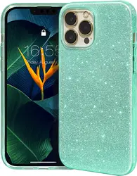 Blue Glitter Sparkle Bling Phone Case Cover Accessories - iPhone 13 Mini (Green)