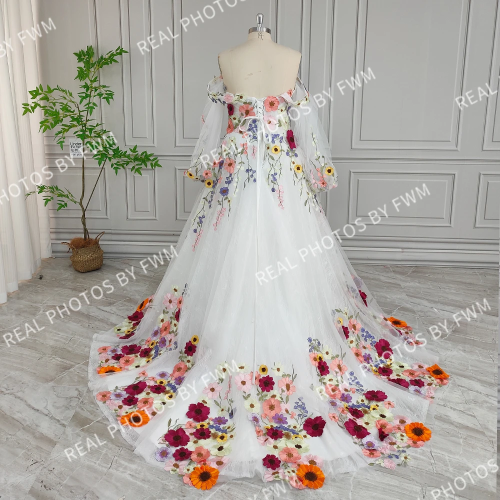 ワンピース Audire Flower broidery lace dress 14832# Real Photo Colorful Embroidery Flowers Lace A-line