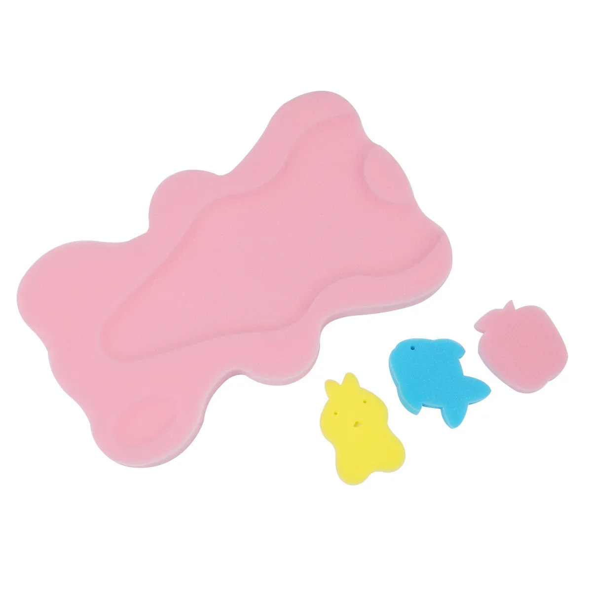 1 pezzo di tappetino da bagno per bambini, in spugna, antiscivolo, leggero, ad asciugatura rapida, morbido e confortevole per il bagno dei neonati, supporto per testa, collo e schiena, colore rosa - immagine 3