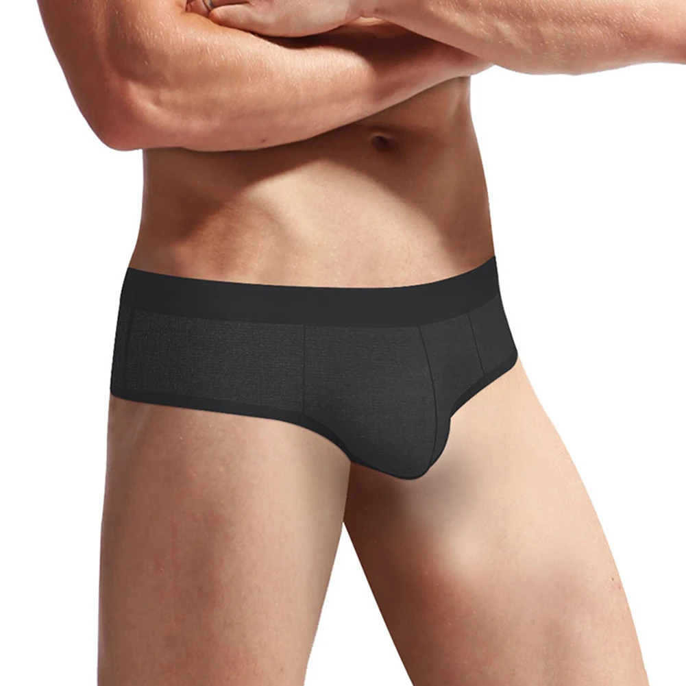 

Erotic Mens Sexy Ice Silk Low Waist Lingerie Boxer Briefs Bulge Pouch Panties Bikini Underwear See Through Solid Men Boxers