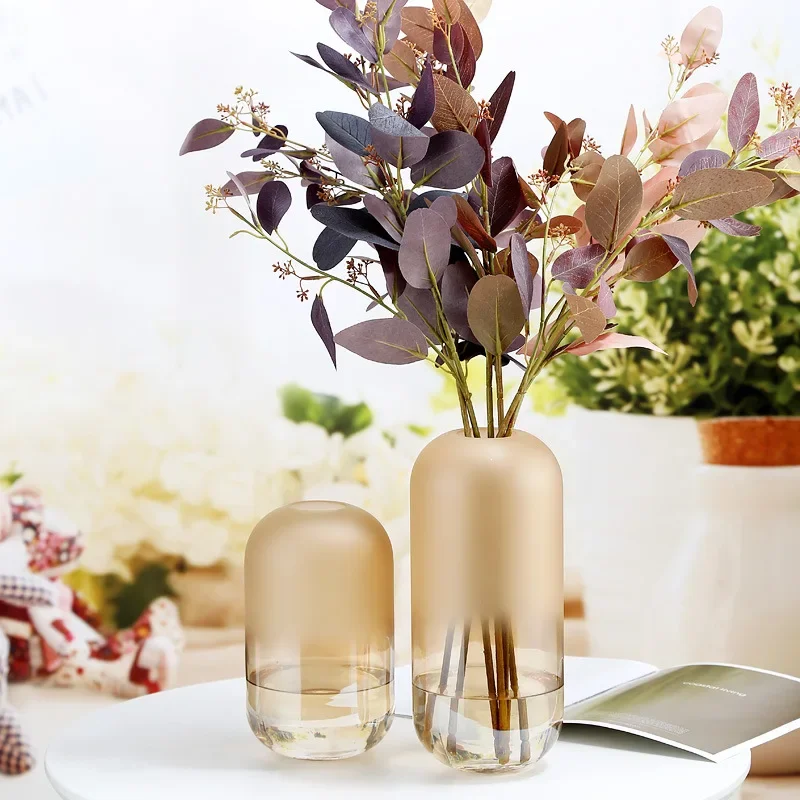 

Glass Furnishing Decor Vase Capsule Ornament Interior Frosted Glassware Cut Translucent Flower Home Craft Tabletop Tube