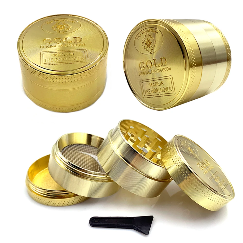 Herb Grinder 3 layer 4 Parts Zinc Alloy 40mm Tobacco Crusher Gold Grinder Herbal Crusher Hookah Pipe Smoke Accessories