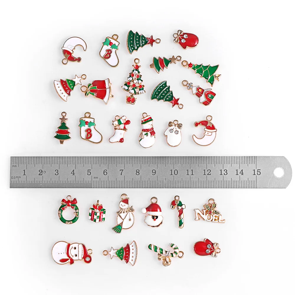 10-80pcs Enamel Christmas Charms Fashion Metal Alloy Xmas Pendant DIY Jewelry Making Accessories Christmas Decoration christmas decorations