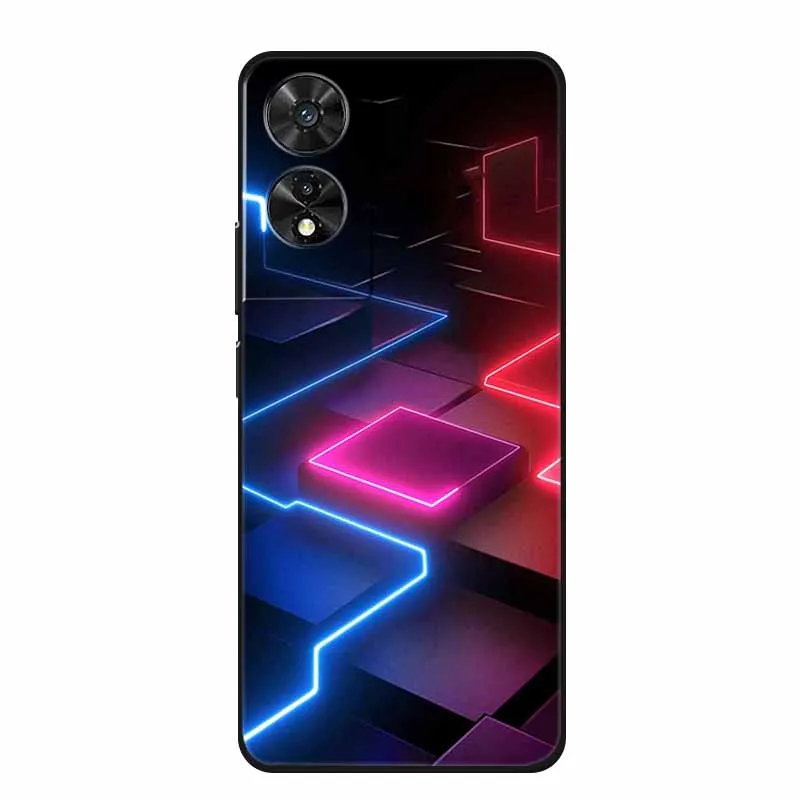 Black Geometric Silicone TPU Phone Case - Soft Back Cover Shield