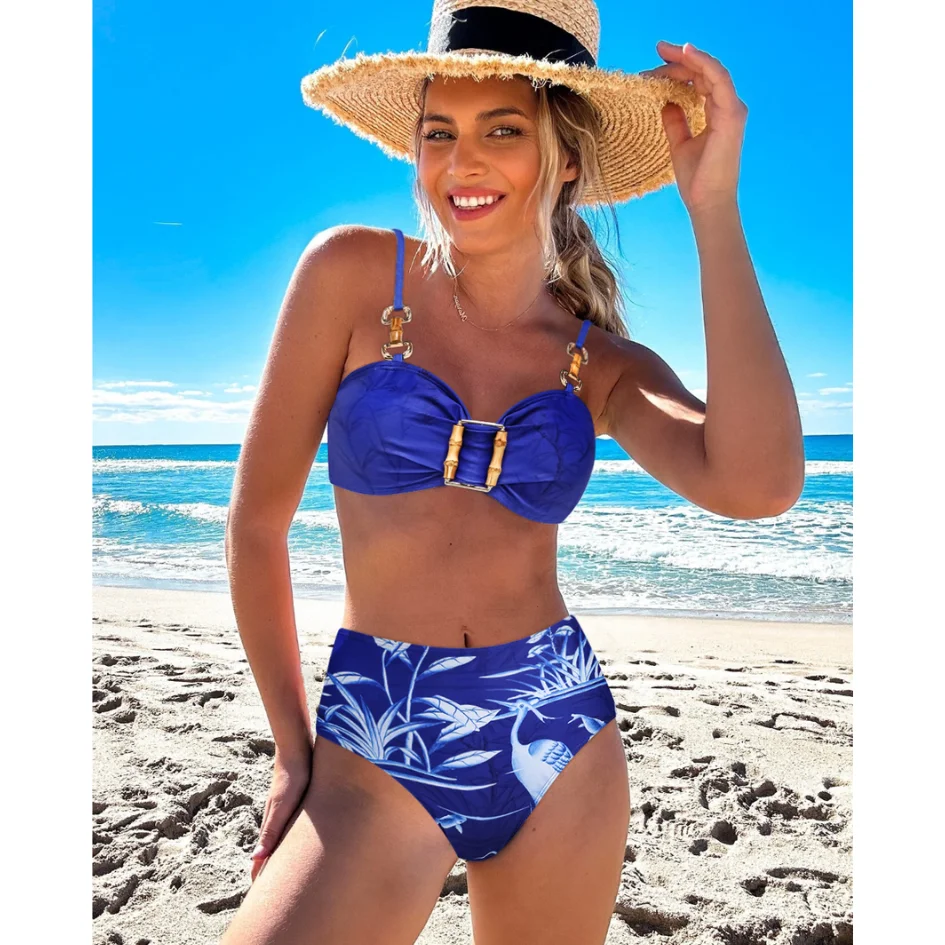 FLAXMAKER Lace up V Neck Ruffle Swimsuit and Sarong Women Swimwear Push Up Bathing Suit Monokini