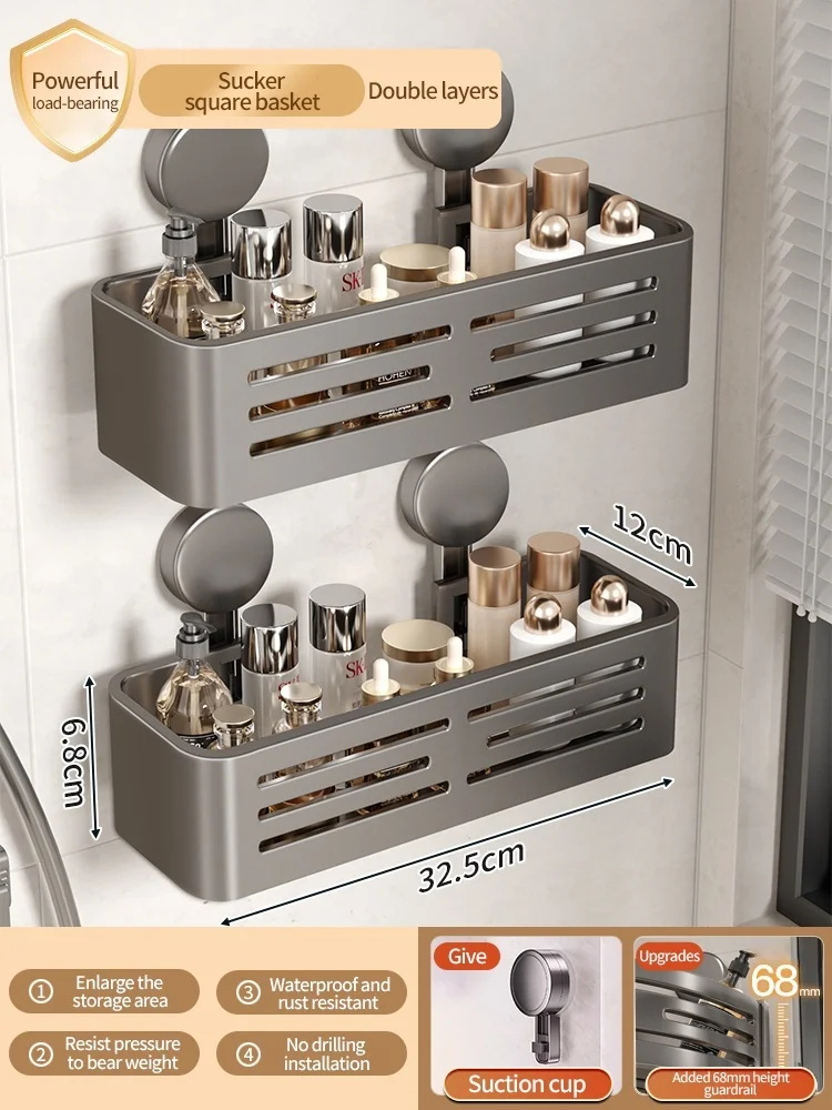 رف تخزين حمام، كوب شفط بدون ثقوب، رف غسيل مرحاض مث...