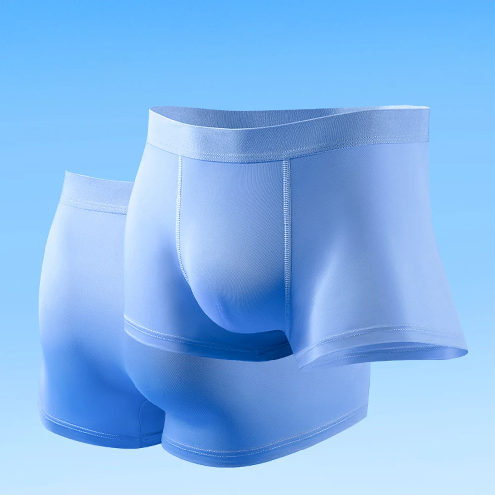 

Sexy Men Flat Boxers Ice Silk Sleep Bottoms Seamless Boxer Briefs U Pouch Underwear Popular New Male Shorts Trunks Underpants
