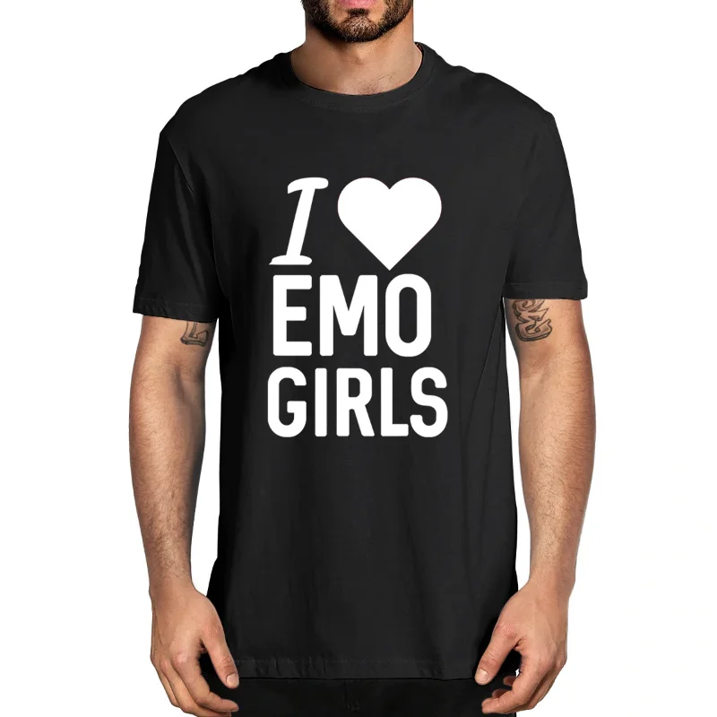 

Забавная Мужская футболка I LOVE HEART EMO GIRLS, Женская Повседневная Уличная одежда, мягкая футболка