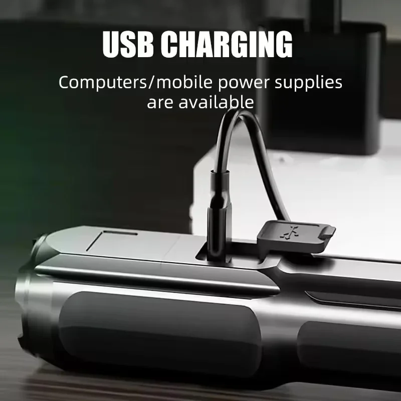 High-Powered Rechargeable Waterproof LED Flashlight with Zoom