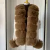 Women's Cropped Sweater Cardigan Spring Autumn Hot Sale Faux Fur Knit Sweater Cardigan with Faux Fox Fur Fur Collar Ladies Coat 6