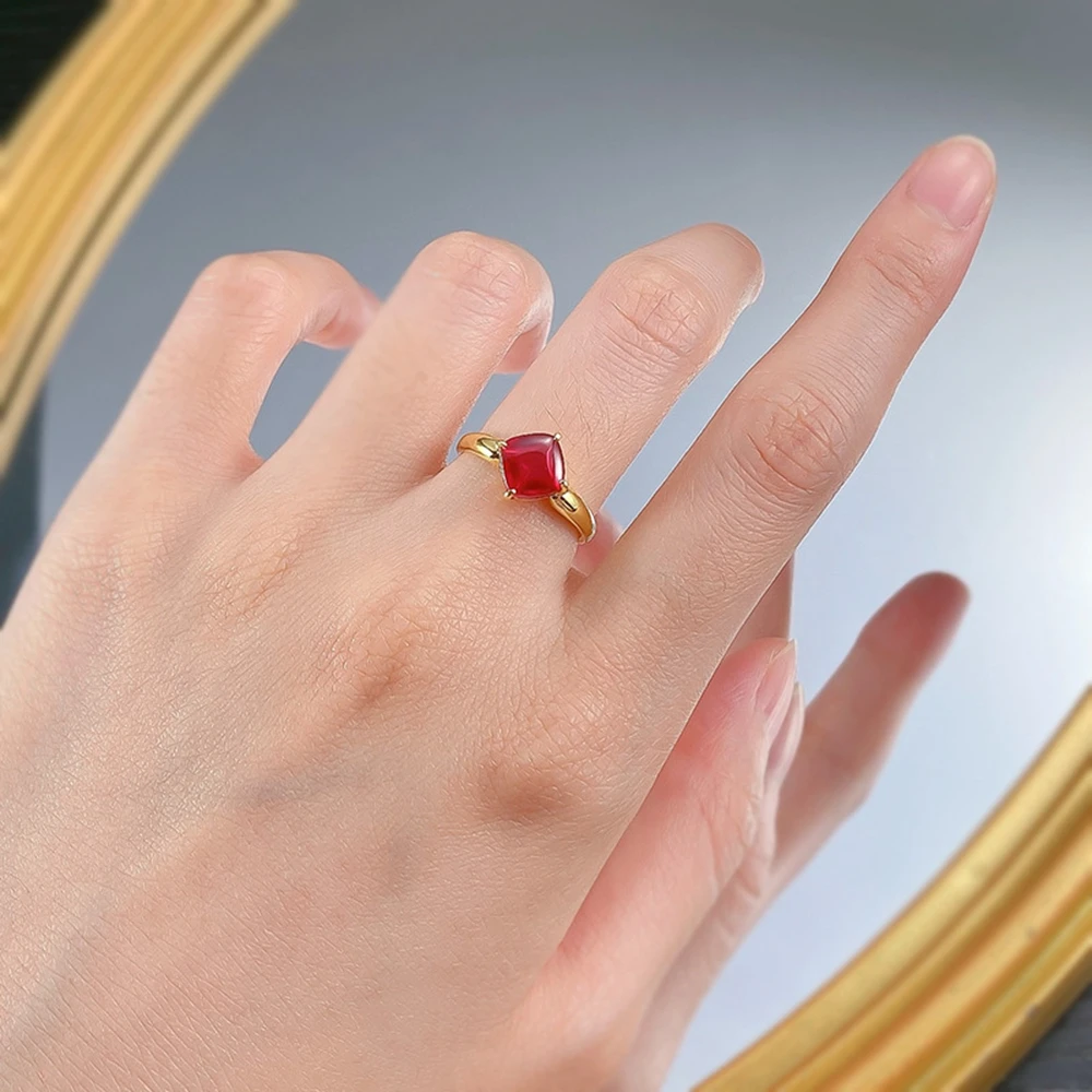 Woman Fashion Antique Art Jewelry Exquisite 18K Gold Natural Red Ruby Gem  Diamond Ring - Walmart.com