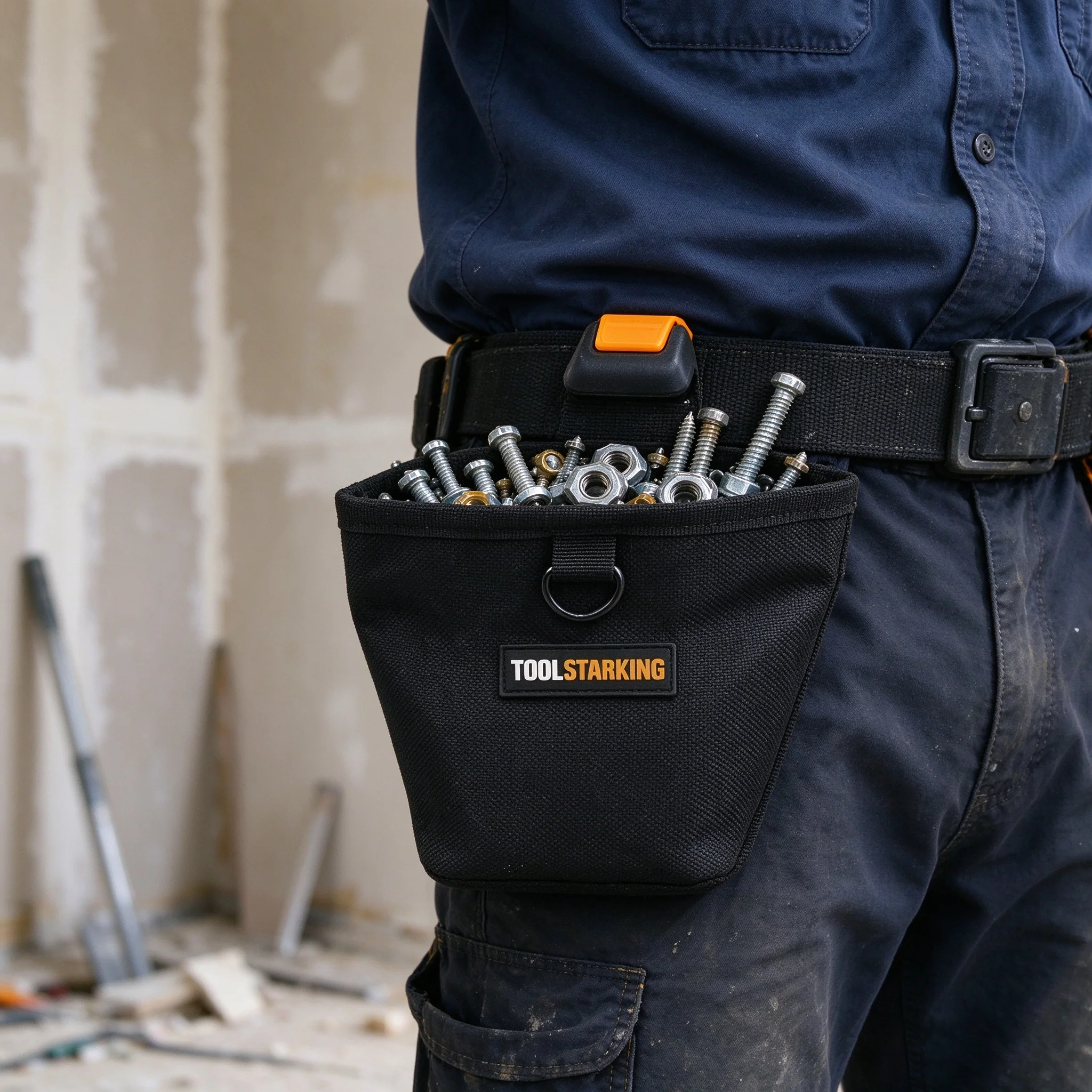 TOOLSTARKING Nails Pouch Waterproof Hardware Waist Bag Large Capacity Nails Screws Storage Durable Multifunctional Working