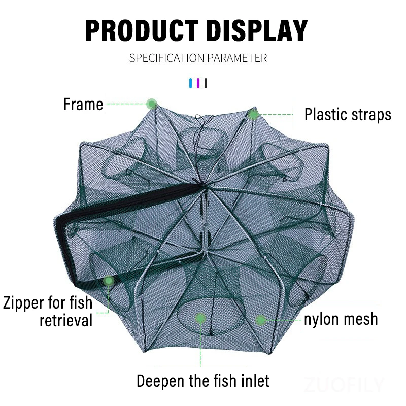 Fishing Traps Mesh Cage Foldable Crayfish Catchers Crab Fish Cage Trap Net Nylon Casting Fishing Mesh Shrimp Net for Tackle