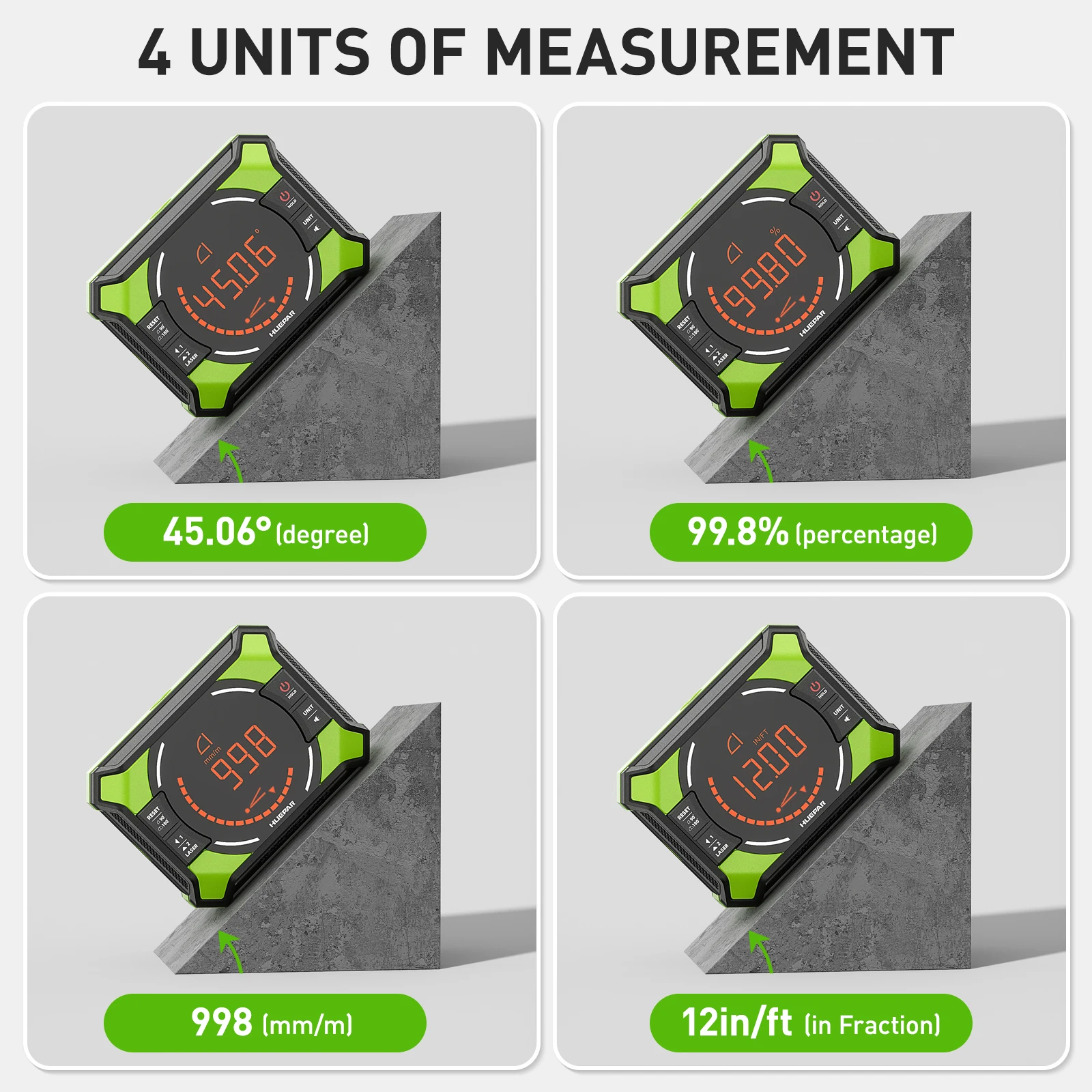 Huepar Digital Laser Angle Gauge 3-In-1 Electronic Protractor Angle Finder With LCD display & Magnetic Inclinometer Laser Dot laser angle gauge