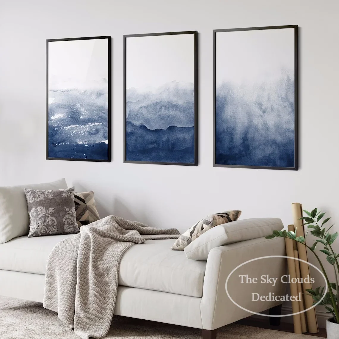 Blue Watercolor Canvas Painting Abstract Sea Poster HD Printing Modern Nordic Wall Art Picture Living Room Bedroom Home Decor