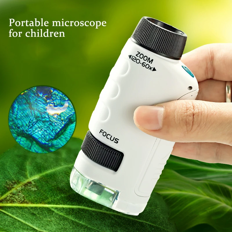 Kid Science Experiment Pocket Microscope Toy Kit 60120x Educational