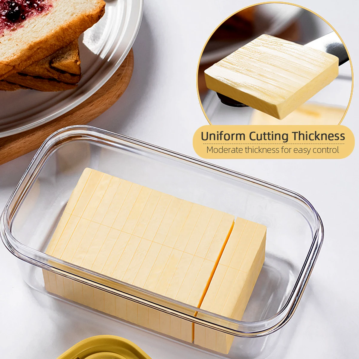 Boîte à beurre, récipient plat couvert avec couvercle, stockage au  réfrigérateur, garde-beurre en plastique avec Cutter pour couper facilement  les bâtons de beurre - AliExpress