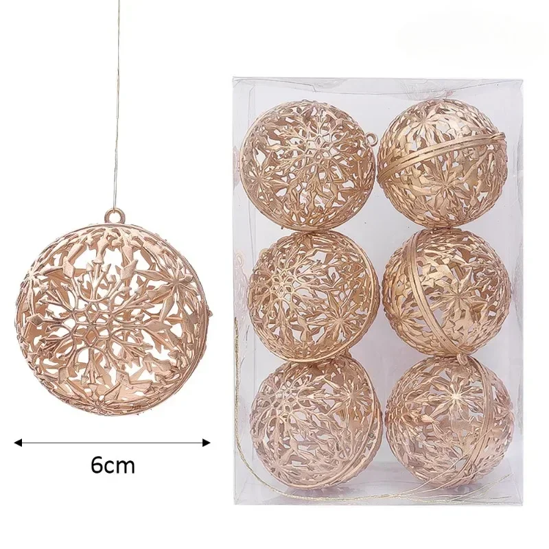 thumbnail image 1 of 6/24 piezas de bolas de adorno navideño de oro rojo para niños, juguetes con purpurina hueca para colgar en el árbol de Navidad, decoración para fiestas de Año Nuevo en el hogar, 1 of 5