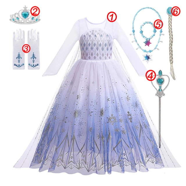 thumbnail image 1 of Vestido de princesa Elsa para niñas, traje de baile de malla con lentejuelas blancas, ropa de carnaval, Cosplay para niños, disfraz de reina de la nieve, 1 of 5