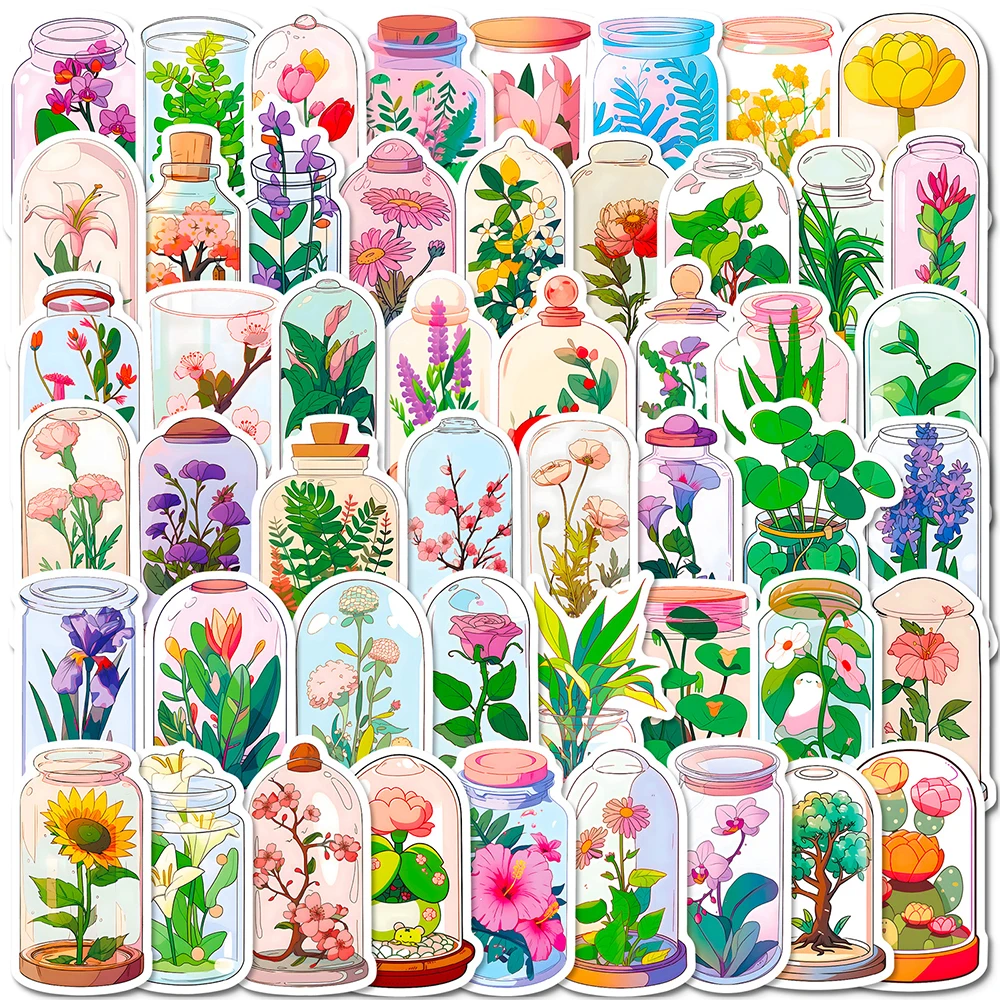 10/30/50PCS Bottle World Plant Flowers Stickers INS Style Decals DIY Phone Notebook Suitcase Laptop Fridge Wall Sticker Toys
