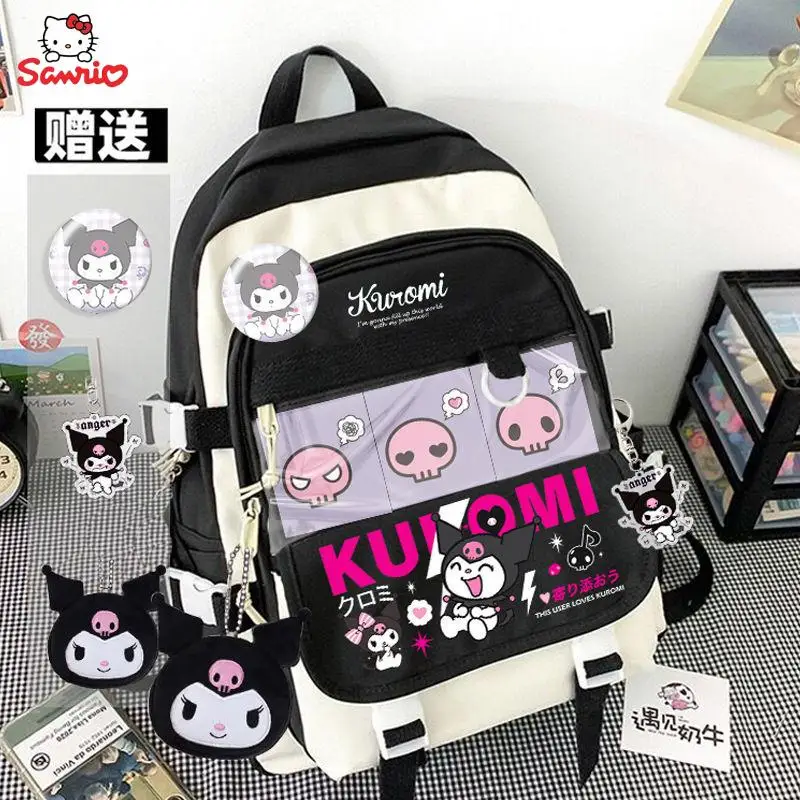 Sanrio Kuromi Backpack High Capacity Cartoon Waterproof Women's Laptop Bag Hello  Kitty Melody Anime Peripherals Girls School Bag - AliExpress