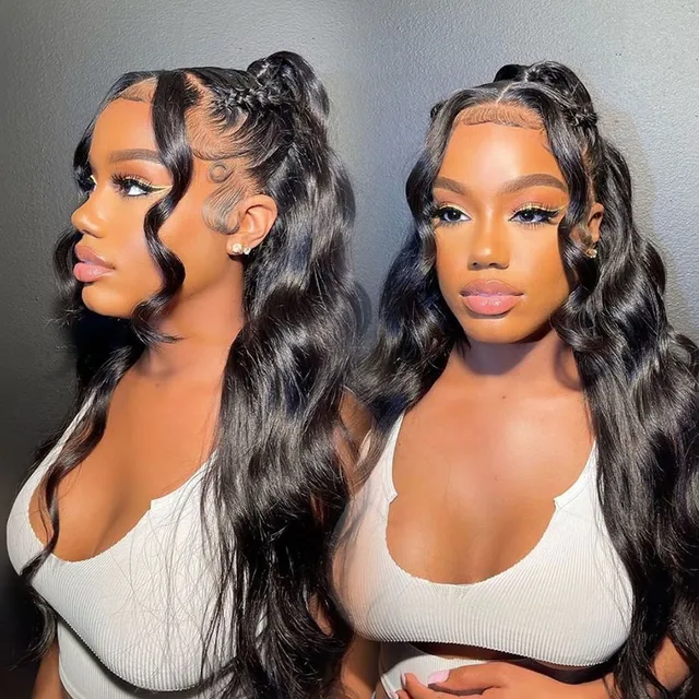 360 Full Lace Wig Human Hair 32 inch Body Wave Transparent HD Lace Frontal Wigs 180% 13x4 Lace Front Human Hair Wigs Pre Plucked 2