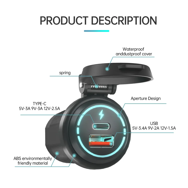 83W Ordinateur Portable Chargeur De Voiture Prise 12V Prise USB 65W PD USB-C  Chargeur De Voiture et 18W QC3.0 Prise avec Interrupteur D'alimentation  Étanche pour Voiture - AliExpress