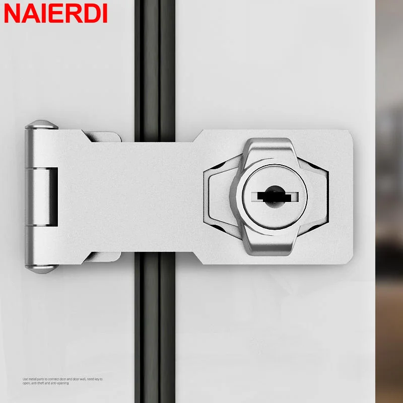 Naierdi-hasp Lock com Chaves Trava de Segurança Liga de Zinco Torção Botão Porta com Chave Gaveta Armários Letter Box
