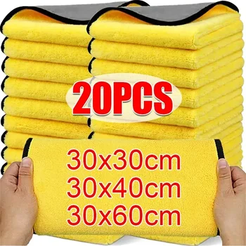 Chiffons Double face en microfibre pour voiture, Super absorbants, lavage, séchage, serviettes de nettoyage, détails automobiles, outil de nettoyage 1