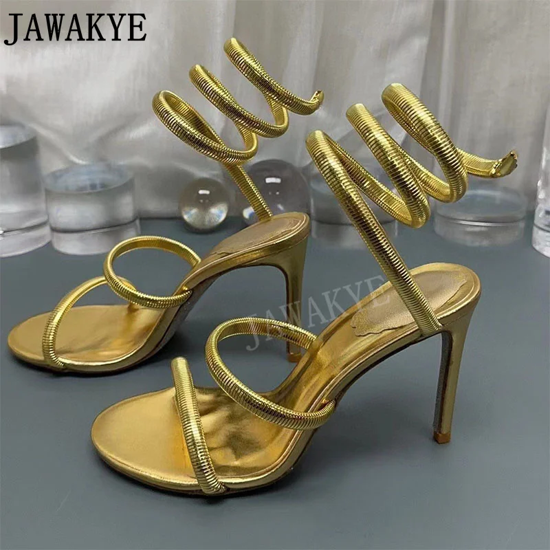 

2023 Summer Brand New Sandals Ankle Strappy Gold Chain Party Shoes Women's Gladiator Sandals 2023 sandalias de mujer