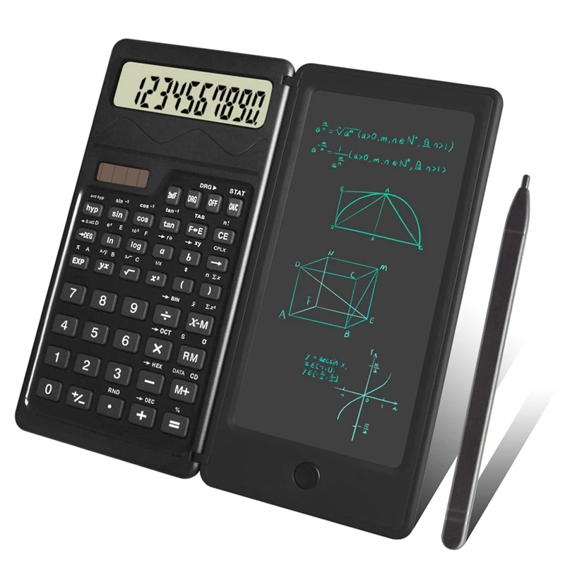 Scientific Calculators,12digit Lcd Display Desk Calculator With Notepad, Solar And Battery Dual