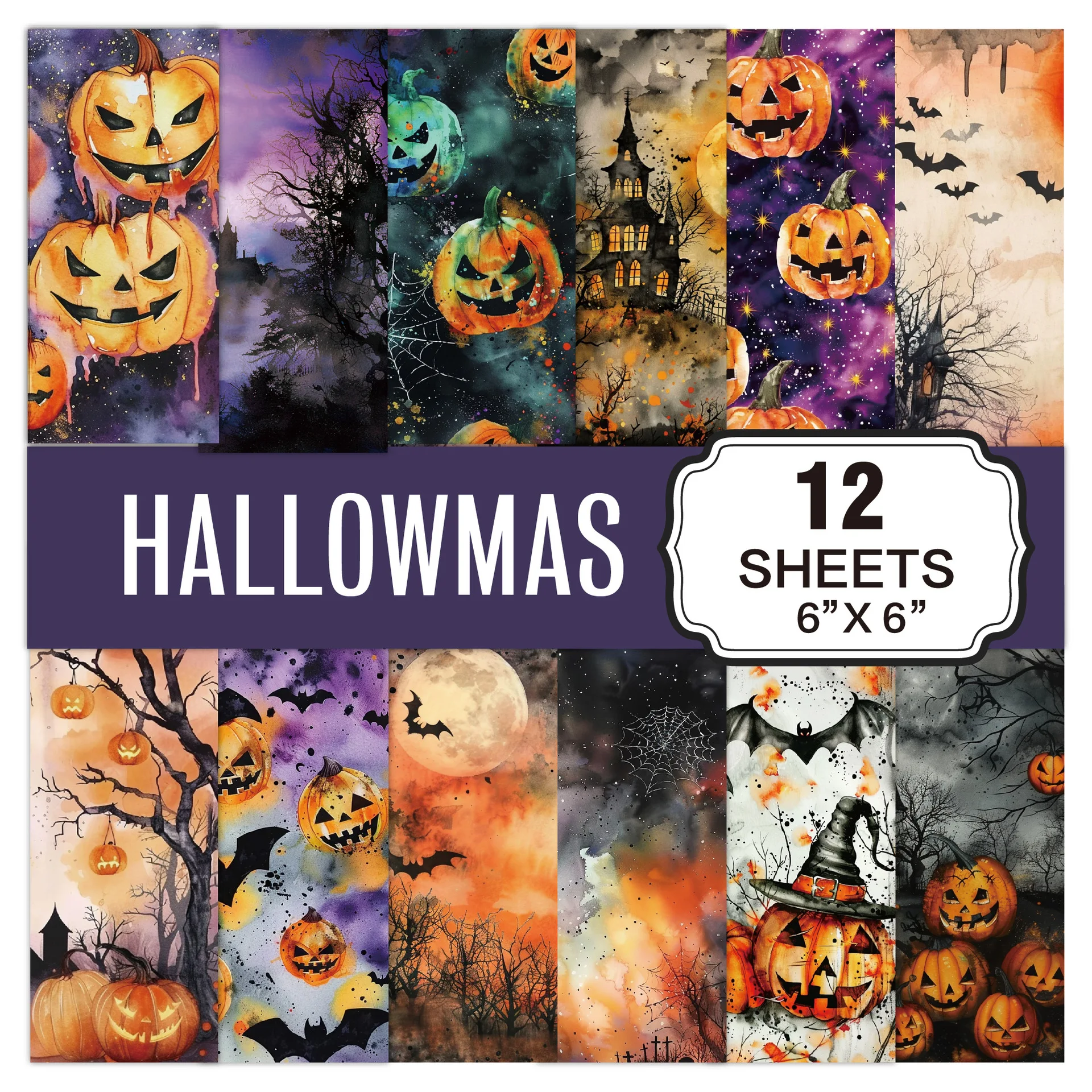 Craft Paper Scrapbooking Handbook Pumpkin Ghost Bat DIY Collage Holiday Decoration Halloween Material Paper - 6