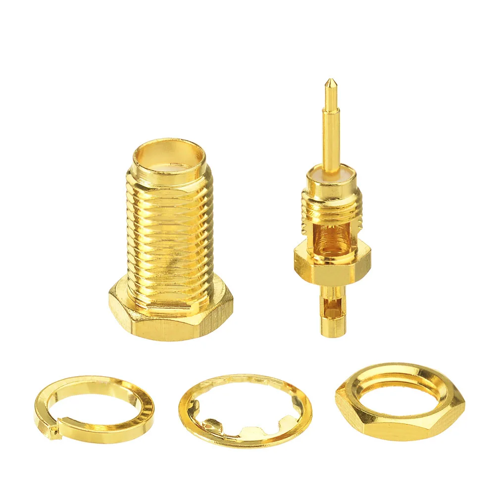 Superbat RP-SMA Male Jack 스트레이트 벌크헤드 솔더 RF 동축 커넥터(1.37mm 케이블용) 통신 네트워크 장비