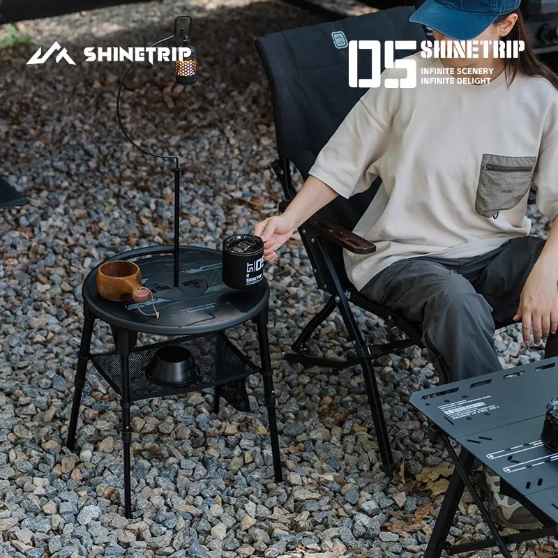 Tavolo da campeggio portatile ShineTrip, tavolo pieghevole da picnic e barbecue, tavolo rotondo piccolo multifunzionale regolabile in altezza - immagine 3