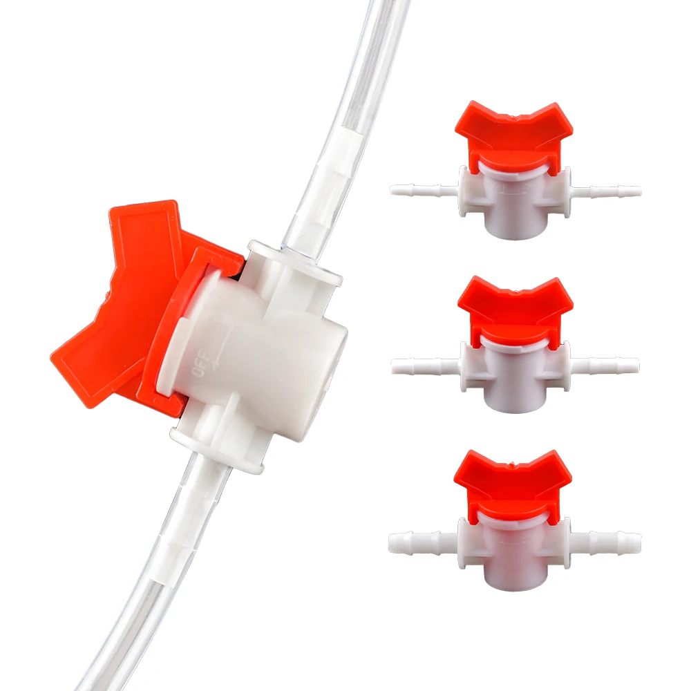 

1Pc 4~8mm POM Valve Drip Irrigation System Hose Pagoda Joint Aquarium Tank Air Pump Water Circulation Control Ball Valve