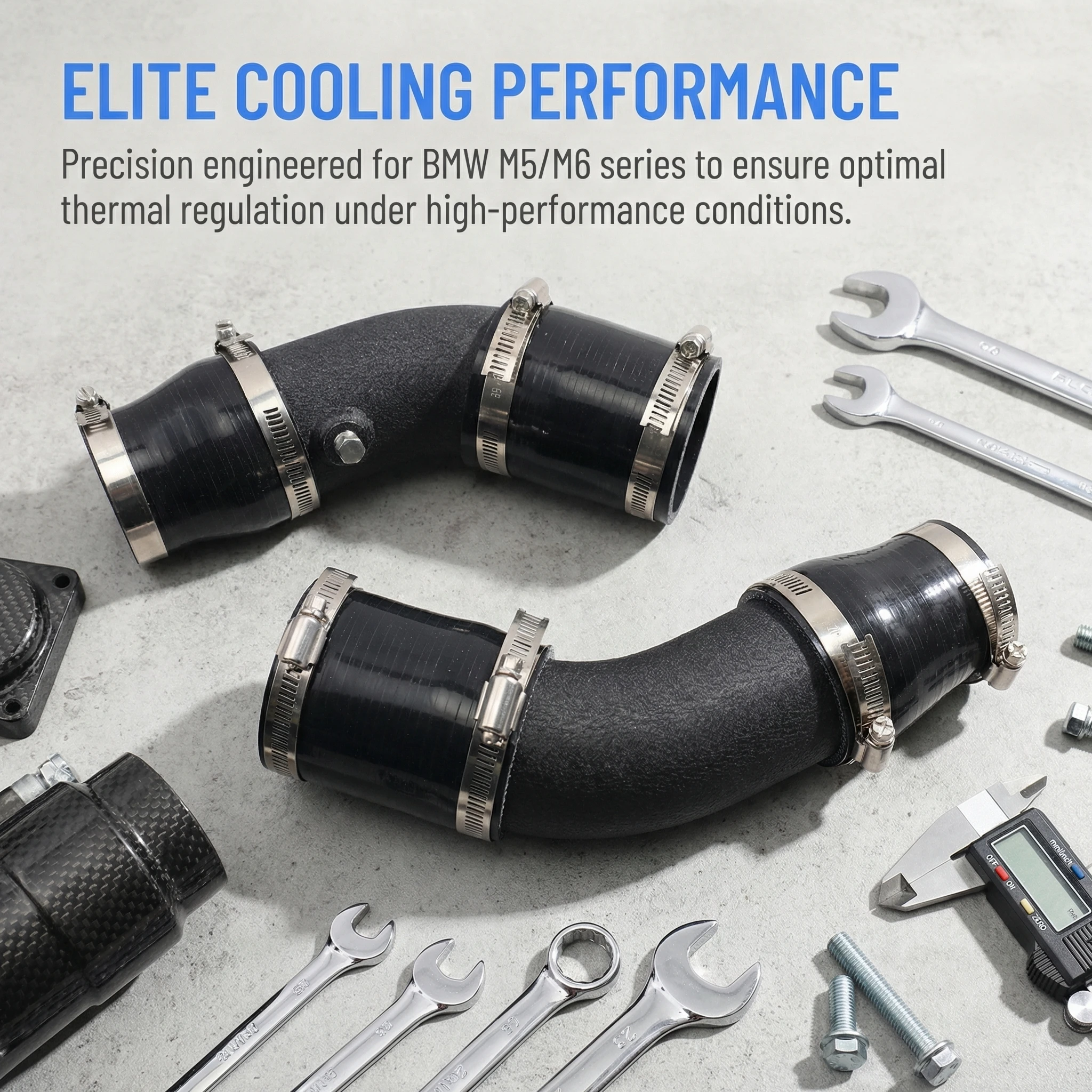 BMW M5 M6 F10 F06 F12 F13 S63 V8 4.4L 2013-2018 성능 향상을 위한 알루미늄 터보 차지 인테이크 쿨링 파이프 호스 키트