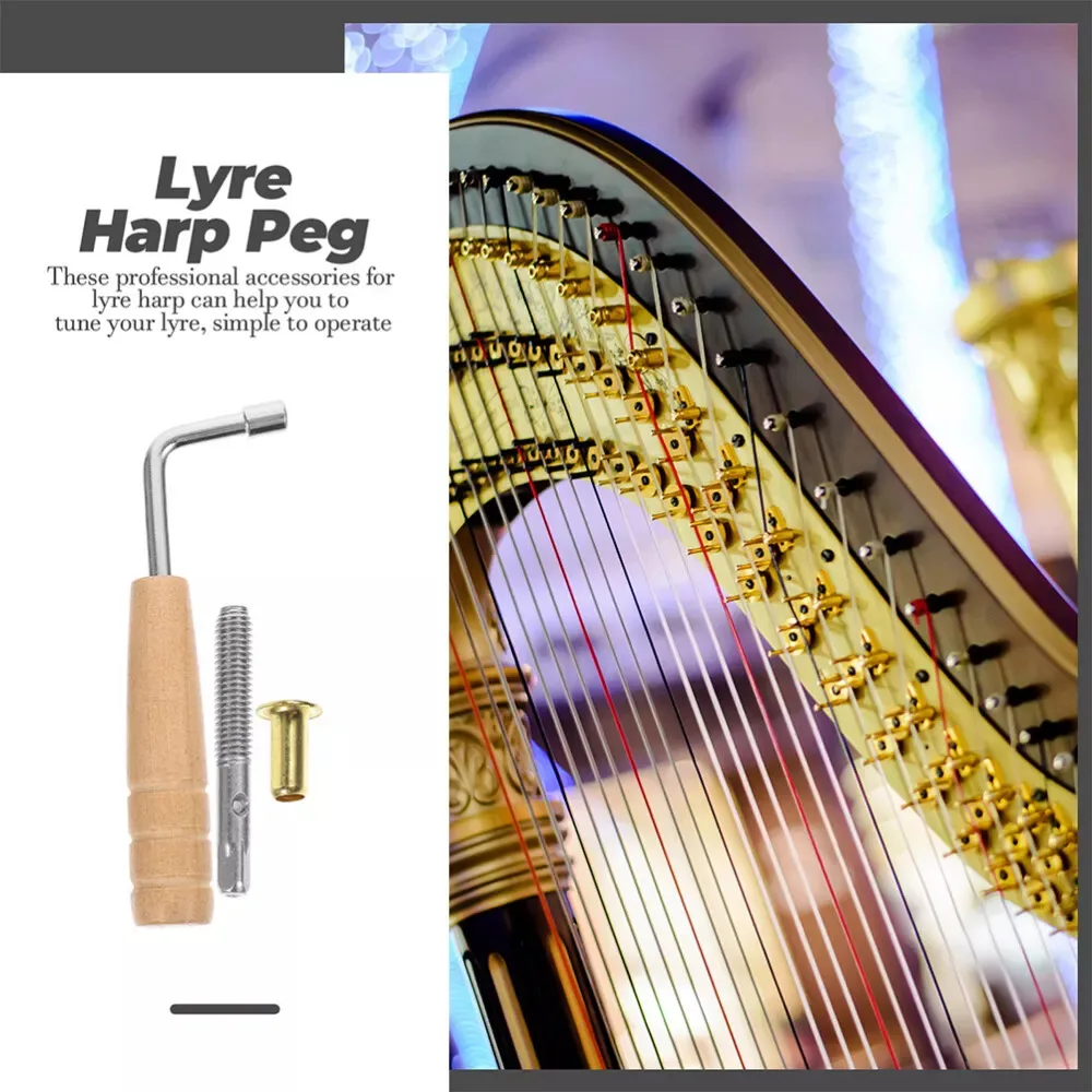 Professional Lyre Harp Part Strudy Peg Optional Wrenches Or Needle Nails Pin Metal Fixing Musical Instrument Instruments Parts