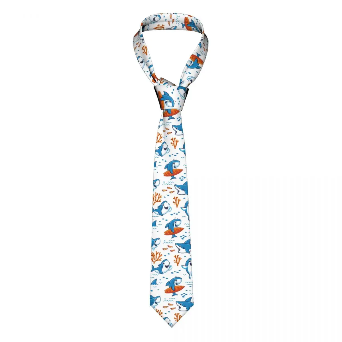 

Cartoon Shark Ocean Sea Neckties Men Women Polyester 8 cm Neck Ties for Mens Skinny Classic Accessories Gravatas Business