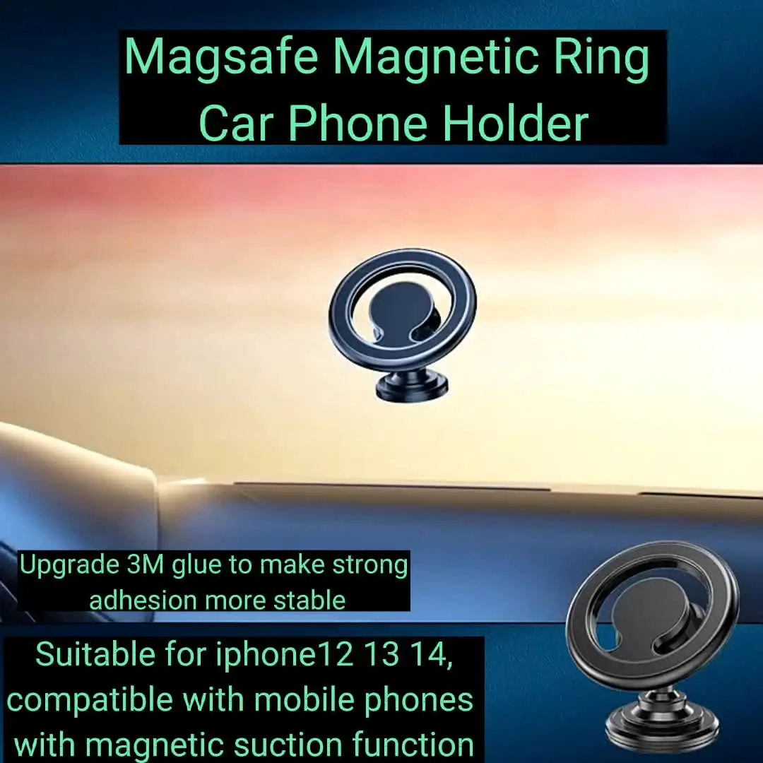 Support Téléphone Voiture Magnétique Magsafe - Rotation 360°, Ventouse Forte - Compatible IPhone 12-16 Et Autres Modèles - 9