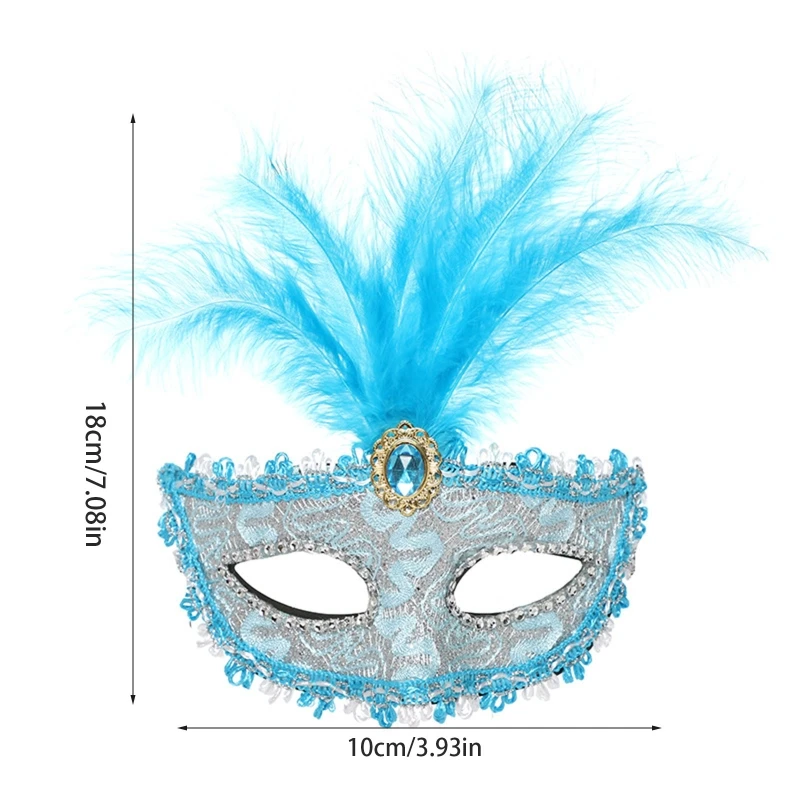 Light Blue Masquerade Masks With Feathers — free download