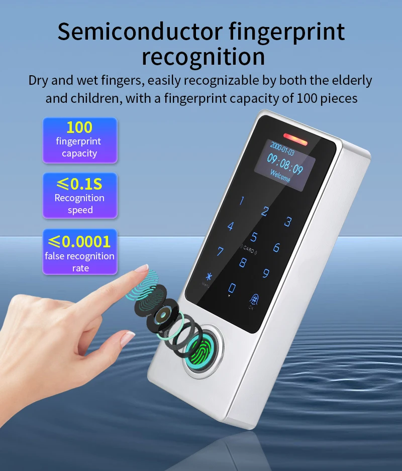 Scf5689842f5442b19b7a7a4e7e368726w WIFI App Tuya Fingerprint Access Controller Keypad Metal Waterproof RFID Card Standalone Door Access Control System