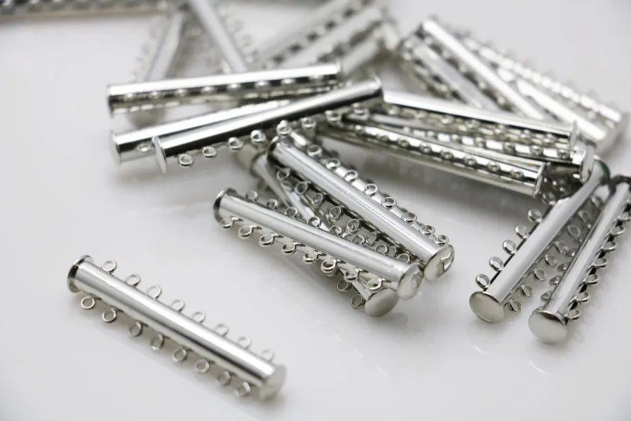5PCS Wholesale Snap Machining Metal Parts 8Row Button Accessory for Necklace Bracelet Jewelry Making Design Alloy Silver-plate