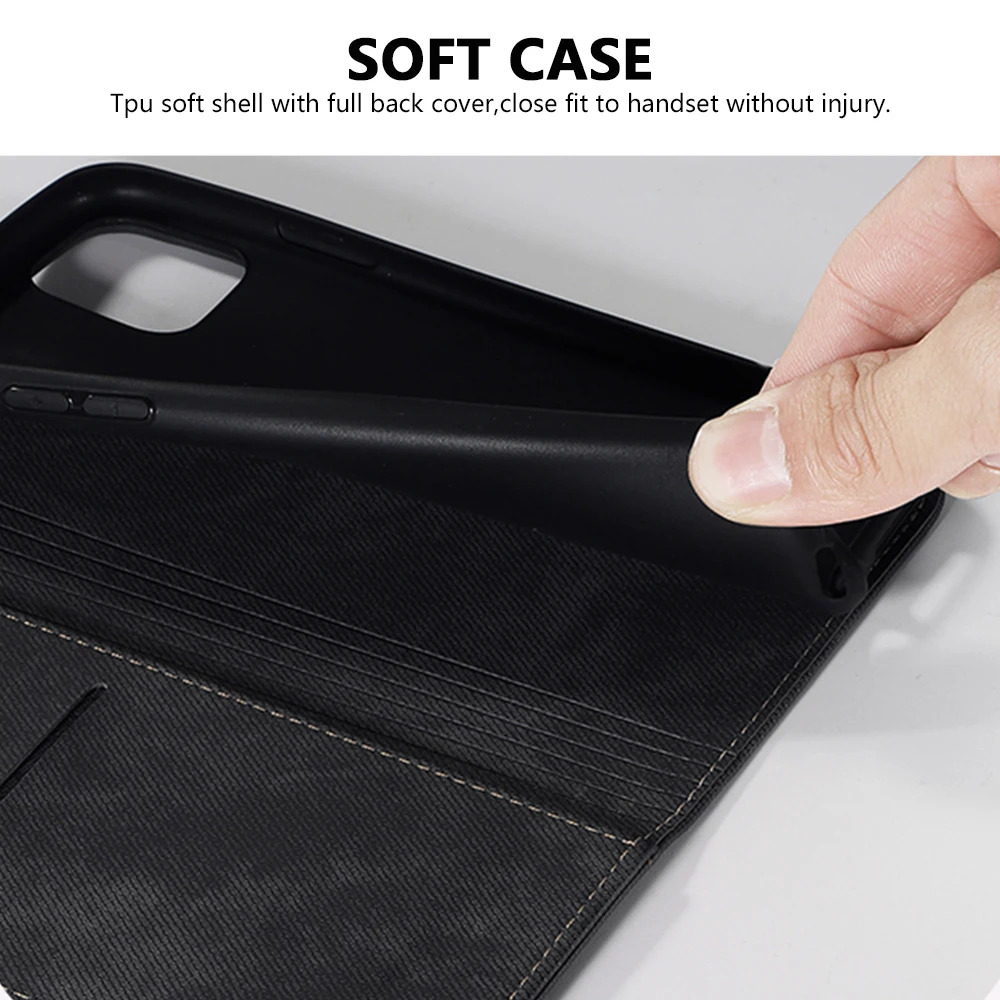 Elegant Leather Flip Wallet Case with Card Slot and Magnetic Closure