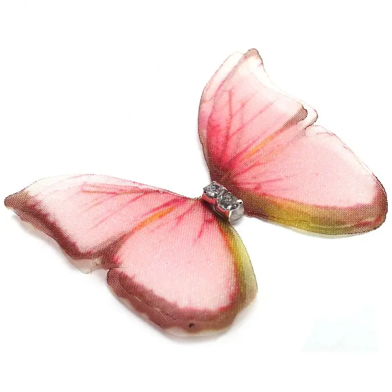 50Pcs Organza Fabric Butterfly Appliques 38Mm Translucent for Party Decor Doll Embellishment